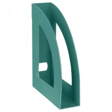 Лоток для бумаг вертикальный СТАММ "Респект", темно-зеленый, ширина 70мм 370896