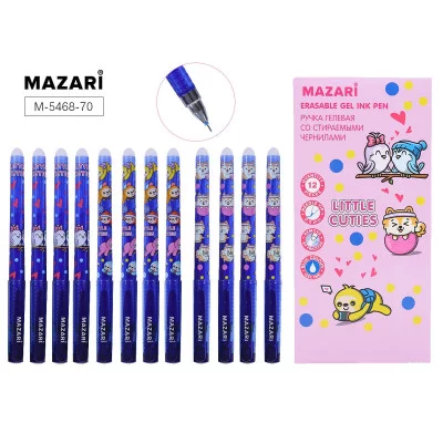 Ручка M-5468-70 гел. со стир. черн. LITTLE CUTIES,СИН,0.5мм