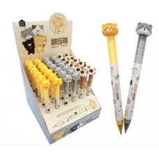 Ручка фигурная гелевая DE-143/ DI-198 "Котик" (син) 0,5мм, поворотный механизм, корпус с вращающейся фигуркой, КК-8090 329701