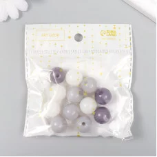 Бусины пластик "От белого к серому" глянец набор 25 гр МИКС d=1,6 см   9424510