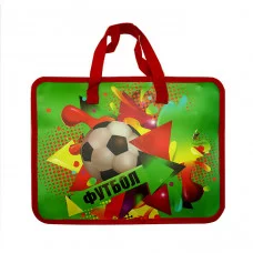Папка школьная для тетрадей А4 на молнии с ручками 1803 нов "Футбол", 32*26*8 см. J.O. /12 /0 /120