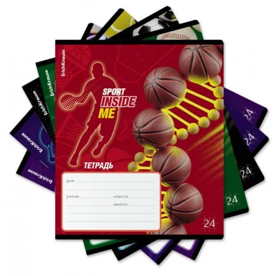 Тетрадь школьная ученическая ErichKrause Sport DNA, 24 листа, клетка, выборочный УФ-лак+конгрев 024019254-60590