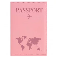 Обложка для паспорта "Passport map", экокожа soft-touch, розовая, STAFF, 238759