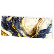 Планинг датированный 2026 285х112 мм, STAFF, гребень, картонная обложка, 64 л., "Мрамор", 117364