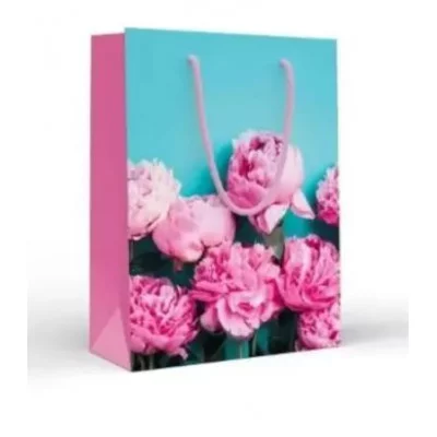 Пакет подарочный (MS)  Пионы на бирюзовом фоне 151102231