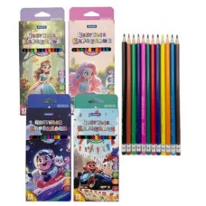 Карандаши 12 цв. JOOYDOO QD-31074-KC Трехгранные, пластиковые, заточенные, цвет упаковки ассорти, 331426