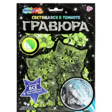 Гравюра, светящаяся в темноте котики котики МУЛЬТИ АРТ 386910