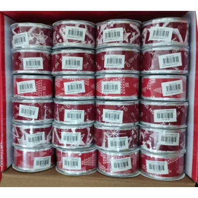 Лента упаковочная текстильная в ассортименте Зимняя сказка, 4 см*2,7 м НУ-1327