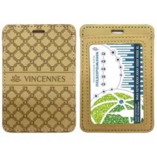 Обложка для проездного билета DC-818 охра "Vincennes" 2 кармана, А7, экокожа с тиснением 329221