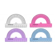 Транспортир пластиковый ErichKrause Glitter, 180°/10см, ассорти 55530