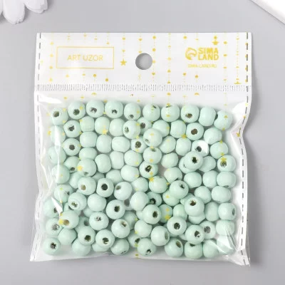 Бусины для творчества дерево "Светло-бирюзовый" d-0,8 см, набор 20 гр   9463299