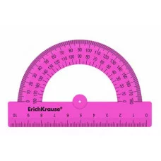 Транспортир пластиковый ErichKrause Caribbean Sunset 180°/10см маджента 57921