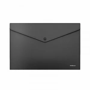 Папка-конверт на кнопке пластиковая ErichKrause Fizzy Classic, A4, непрозрачный, черный 50176