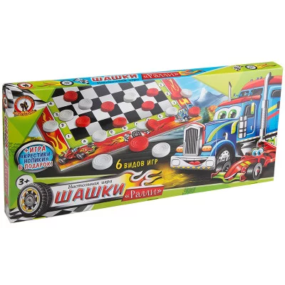 Игра настольная Шашки Русский стиль "Ралли", для мальчиков, картонная коробка Стиль 240538