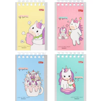 Блокнот А7 40л. на гребне УДИВИТЕЛЬНЫЙ ЕДИНОРОГ Б40-5724 обл.-мел.кар, бл-офс,в клетку TМ Profit