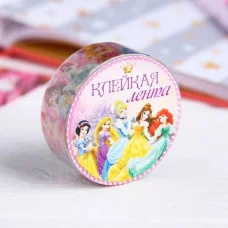Декоративная клейкая лента бумажная "Милая принцесса", Принцессы, 1,5 см х 10 м