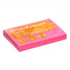 Блок самоклеящийся бумажный ErichKrause Neon, 75х50 мм, 100 листов, розовый 61690