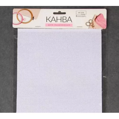 Канва для вышивания №16 30*20 см полиэстер белый АУ 9162358