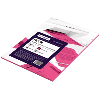 Бумага цветная OfficeSpace neon А4, 80г/м2, 50л. малиновый Спейс 245195