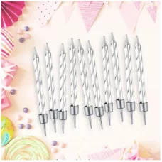 Свечи для торта с держателями MESHU "Мини", серебряные, 5,8см, 10шт., блистер 315808