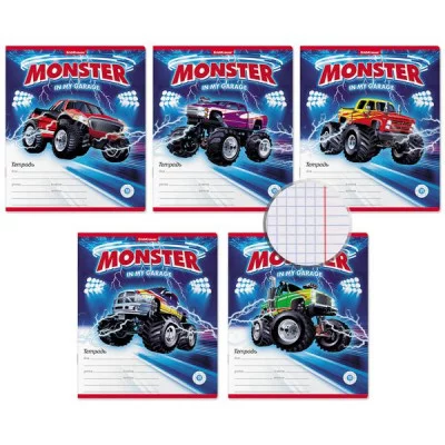 Тетрадь школьная ученическая ErichKrause Monster Car 18 листов клетка 49203