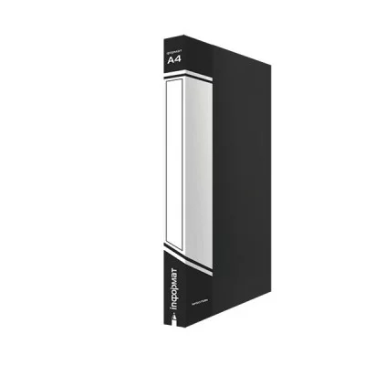 Папка с кольцами inФОРМАТ 2 кольца А4 черный пластик 25 мм 040775