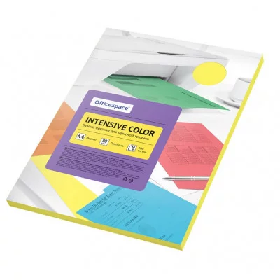 Бумага цветная OfficeSpace "Intensive Color", А4, 80г/м2, 100л., (желтый) 315724