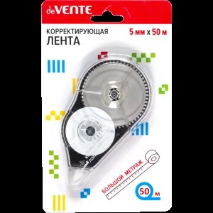 Корректир. лента 5мм х 50м "deVENTE" прозрачный корпус с черным, фронтальный аппликатор, с защитным 4062400