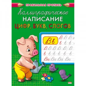 Пропись А5  КАЛЛИГРАФИЧЕСКОЕ НАПИСАНИЕ ЦИФР, БУКВ, СЛОГОВ 8л., обл.-цветная мелов.бумага ПР-9329