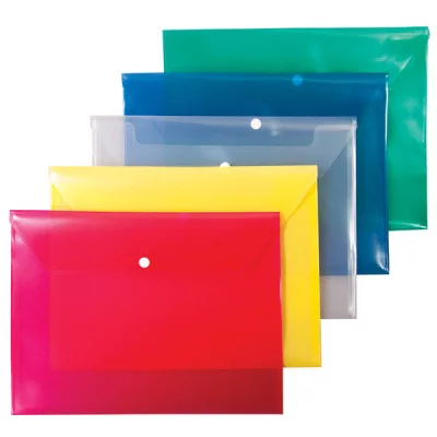 Пласт. конверт РЕГИСТР А4 на кнопке пластик 180 мкм ассорти 016253