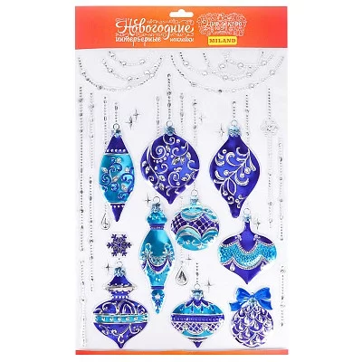 Интерьерная наклейка "Набор ёлочных игрушек" 41x29см НУ-9260