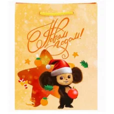 Пакет подар. с глянц.лам. 26.4*32.7*13.6см(L)"Новогодний Чебурашка"157г ПКП-0403