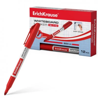 Маркер для досок ErichKrause W-110, цвет чернил красный  56917