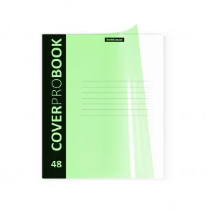 Тетрадь общая ученическая с пластиковой обложкой на скобе ErichKrause® CoverProBook Neon, зеленый, А5+, 48 листов, клетка 46935