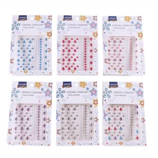 Стразы-наклейки акриловые АССОРТИ, 10.4*16 см, 6 дизайнов, ОПП-упаковка с европодвесом M-8645