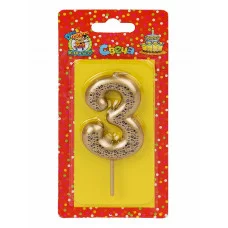 Свеча для торта Звёздочки, золотая Цифра 3 С-5987