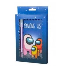 Подарочный блокнот в футляре, 13 см * 18 см, гребень, Alingar, ламинация, ручка, линия, 50 л., "Астронавты на радуге" AL9407