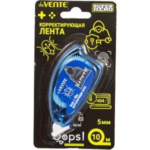 Корректирующая лента "deVENTE. SuperHero" 5 ммx10 м, полупрозрачный голубой корпус, фронтальный аппл 4062333