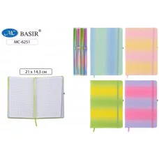 Ежедневник-блокнот: на резинке, глянцевая обложка под рептилию, цветная омбре ассорти МС-6250