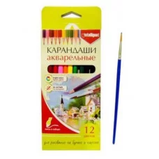 Карандаши 12 цв. INTELLIGENT BM-736 АКВАРЕЛЬНЫЕ трехгранные с кисточкой, 2М, с европодв. 303080