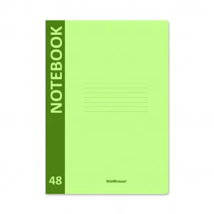 Тетрадь общая ученическая с пластиковой обложкой на скобе ErichKrause CoverProBook matt Neon зеленый А4 48 листов клетка 48221