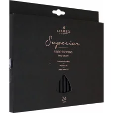 Фломастеры LOREX PRO-DRAW SUPERIOR утолщенные классические 24 цв. кругл. корп. стандартные карт. упак. двухсторонние принт на корпусе с нак 209842