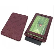 Обложка для проездного билета CE-6008 бордовая "Котики" 2 кармана, А7, фактурная экокожа (2/1000)   317247