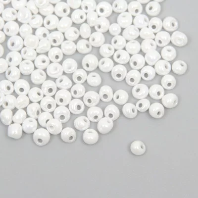 Бисер стекло 4 мм "Капелька. Белое облако" 10 гр   9627175
