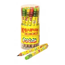 Карандаш чернографитный корпус дерев. Каляка-Маляка ДЖАМБО НВ с ластиком заточенный трехгранный тубус принт на корпусе 240751