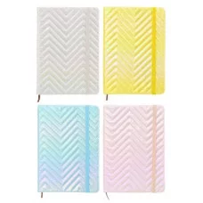 Ежедневник-блокнот: обложка ПВХ, цветная с голографическим покрытием /ассорти/, на резинке МС-6002