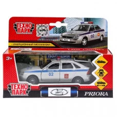 Машина металл LADA PRIORA ХЭТЧБЕК ПОЛИЦИЯ, 12 см, дв., баг., инерц. Технопарк 379605