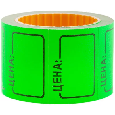 Ценник средний OfficeSpace, 35*25мм, зеленый, 200шт./рулон 205698