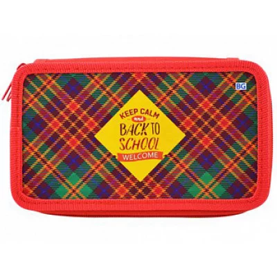 Пенал BG большой 190х110 мм 2 отделения на молнии "Welcome to school" ламинированный П2_лк 4414