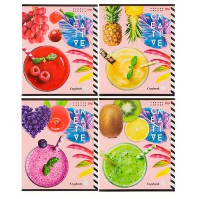 Тетрадь КЛЕТКА 48л. СВЕЖИЙ СМУЗИ (48-6090) цвет. мелов. обл. 48-6090